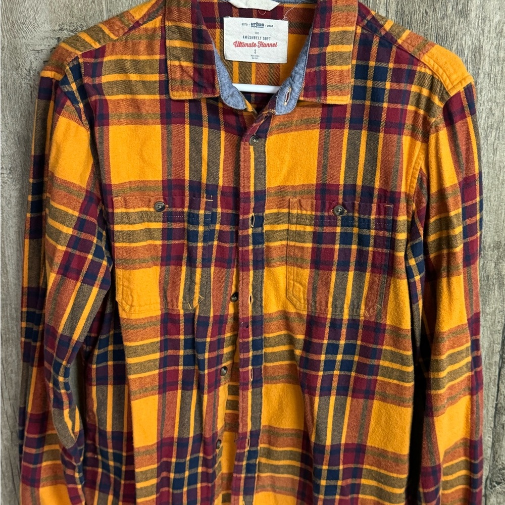 Urban Outfitters Mustard and Red/Orange Plaid Flannel
